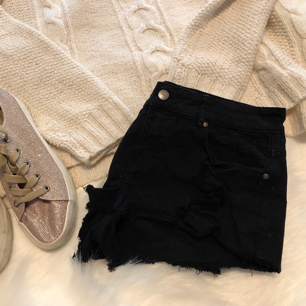 Distressed Zara Black Denim Jean Shorts